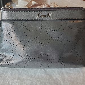 Nearly NWOT Coach Silver Metallic Wristlet!